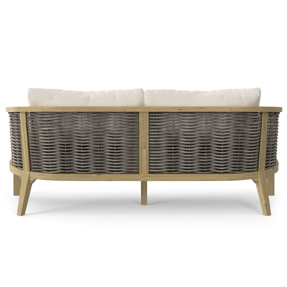 Parkside Solid Acacia Wood Outdoor Sofa In Natural. Picture 4