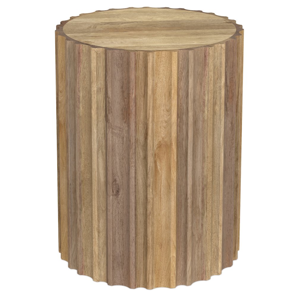 Rolf 16 Inch Wide Solid Mango Boho Contemporary End Table In Natural. Picture 1