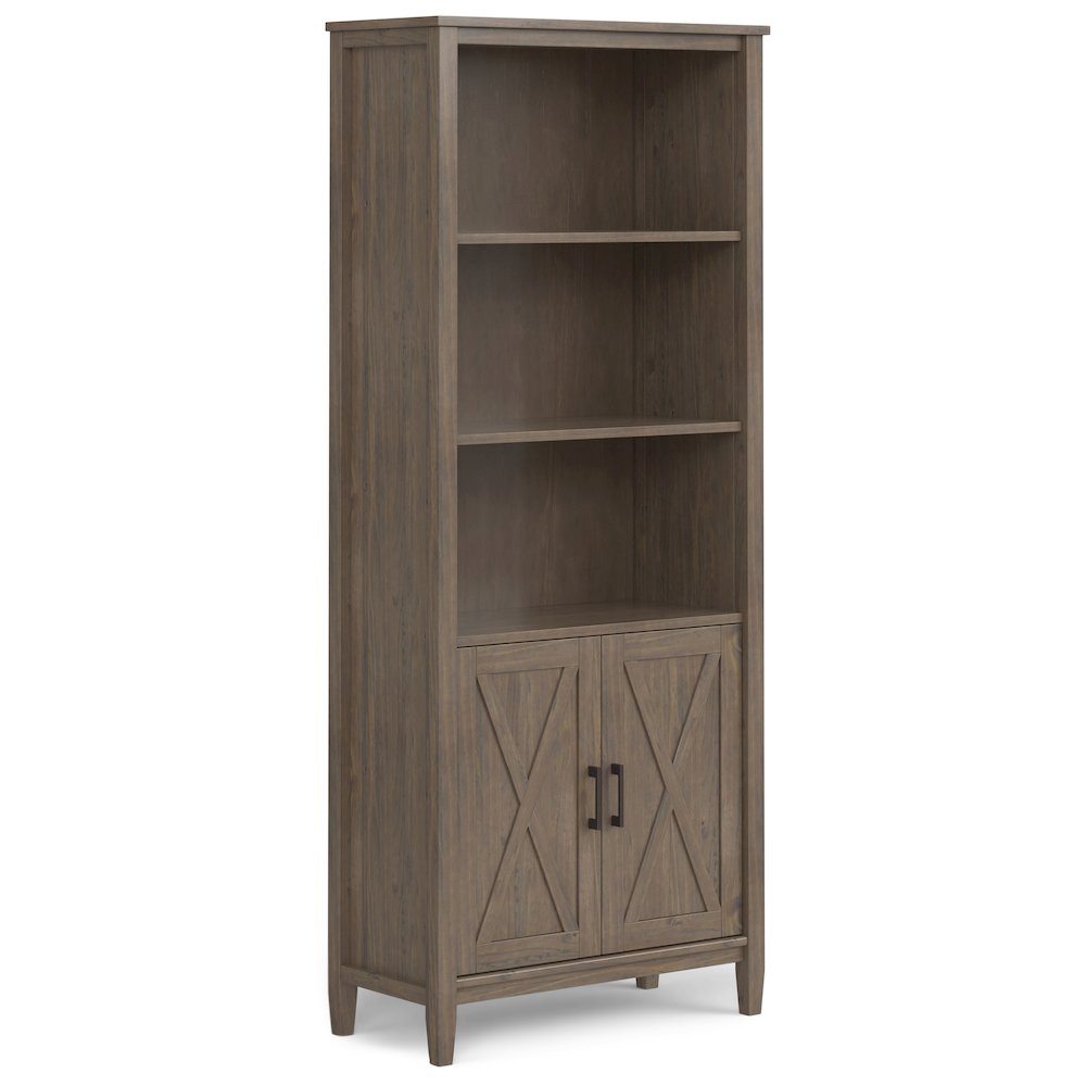 Ela Solid Wood Bookcase In Smoky Brown. Picture 1