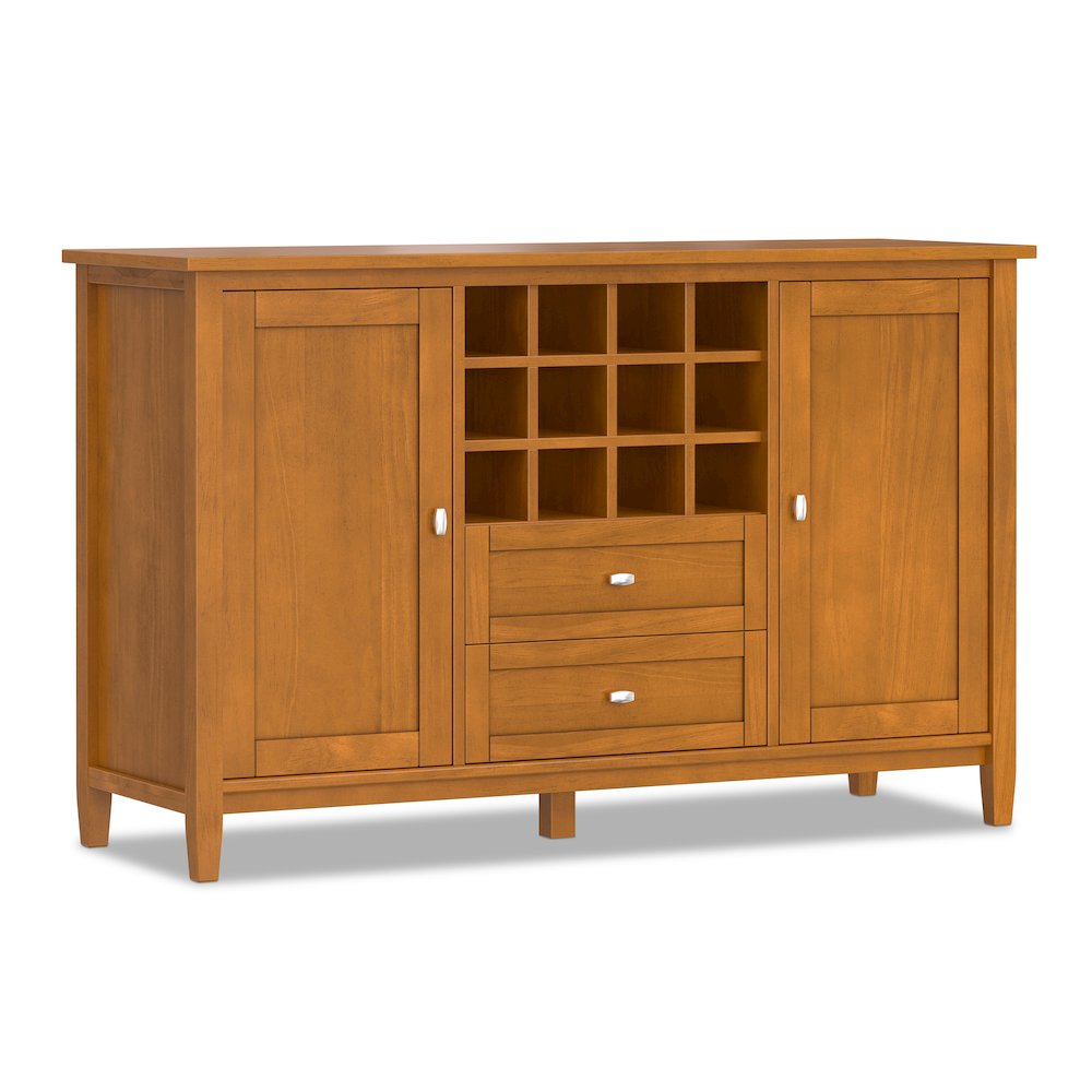 54 inch Wide Transitional Storage Cabinet with Wine Rack in Light Golden Brown. Picture 1