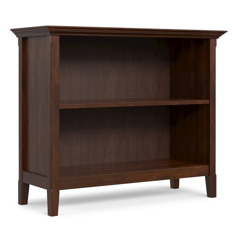 Amherst 36 inch Wide Solid Wood Transitional 2 Shelf Bookcase in Russet Brown. Picture 1