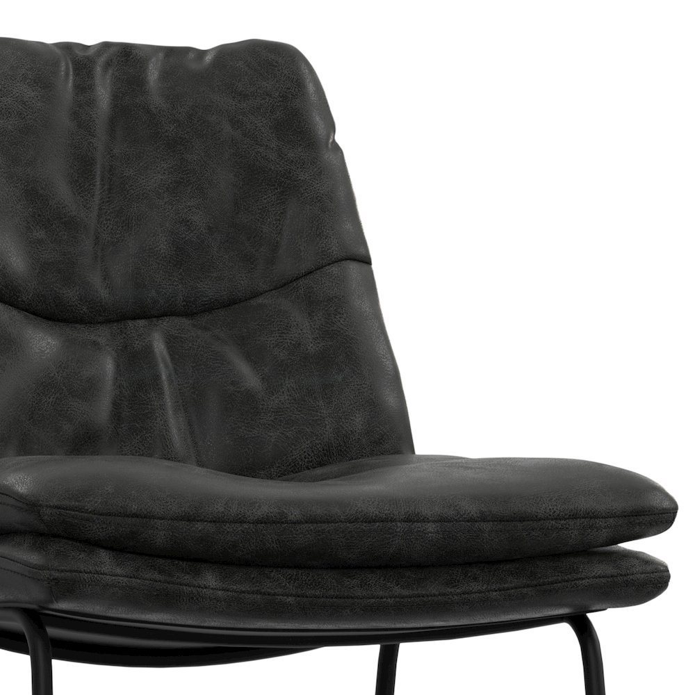Modern Bar Stool (Set Of 2) In Distressed Charcoal Grey Vegan Faux Leather. Picture 3