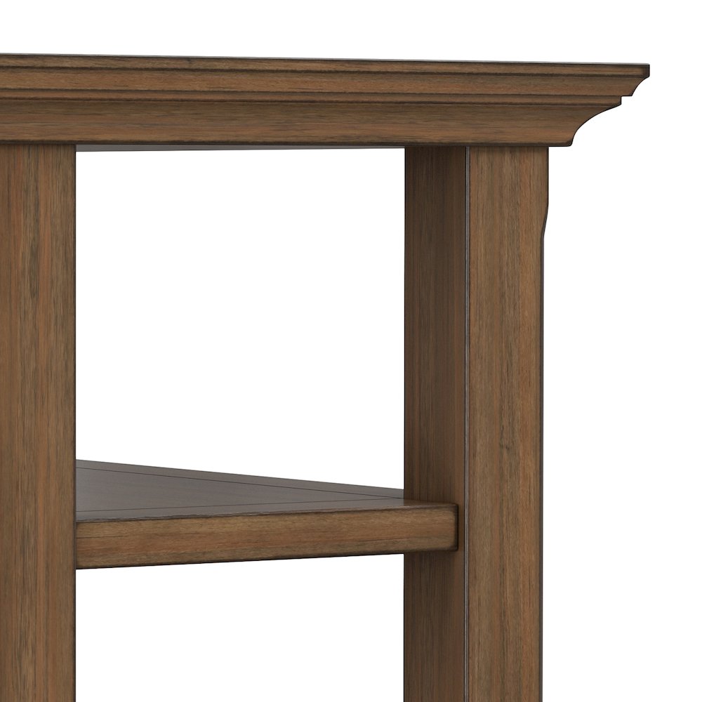14 Wide Solid Wood Transitional Narrow Side Table in Rustic Natural Aged Brown. Picture 3