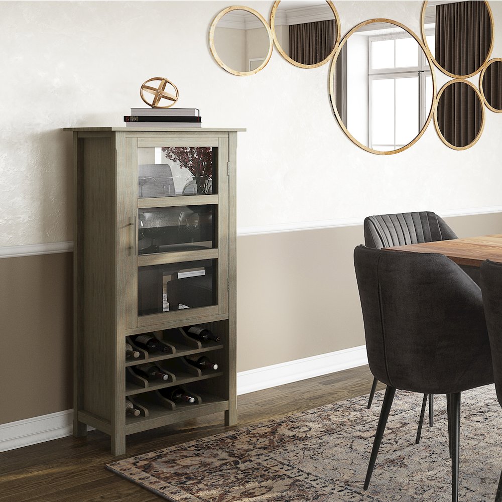 Avalon 22 inch Wide Contemporary Solid Wood 12-Bottle Wine Rack Storage Cabinet. Picture 5