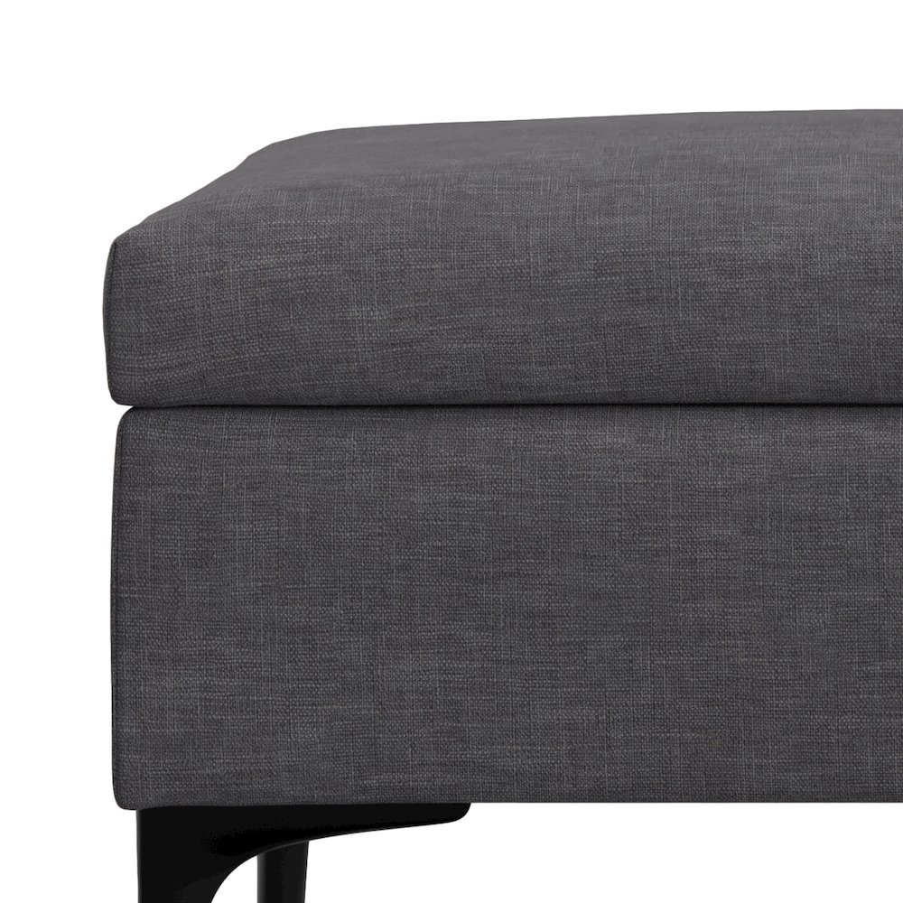 Large Coffee Table Storage Ottoman with Lift up Lid in Slate Grey Polyester. Picture 11
