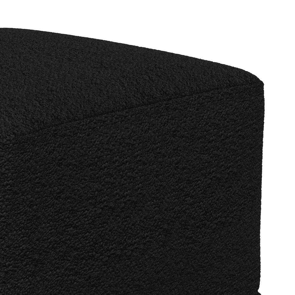 Chantal 24 inch Wide Contemporary Pouf in Black Boucle Fabric. Picture 3