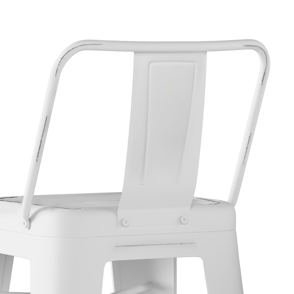 Rayne 30 Inch Metal Bar Stool (Set Of 2) In Distressed White. Picture 4