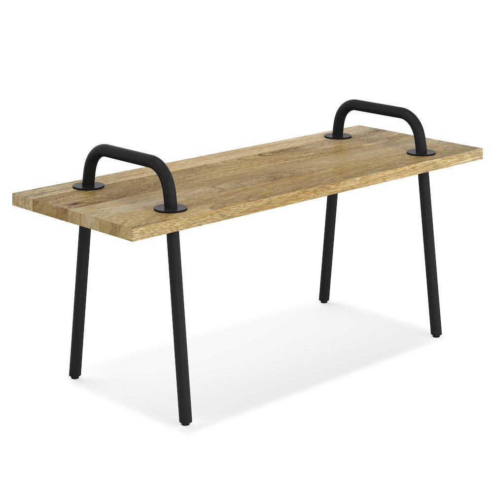 Berkeley Solid Mango Wood Small Entryway Bench In Natural. Picture 1