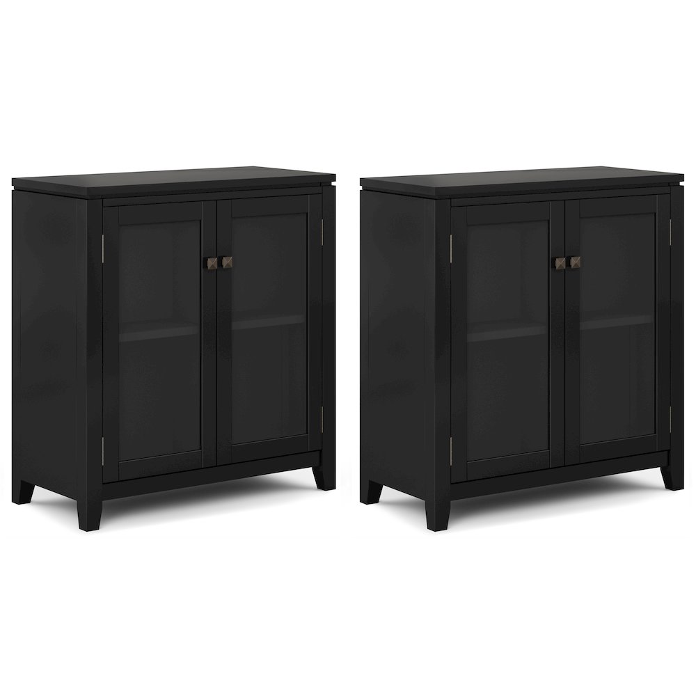 Cosmopolitan Solid Wood 30 Inch Storage Cabinet In Black (Set Of 2). Picture 1