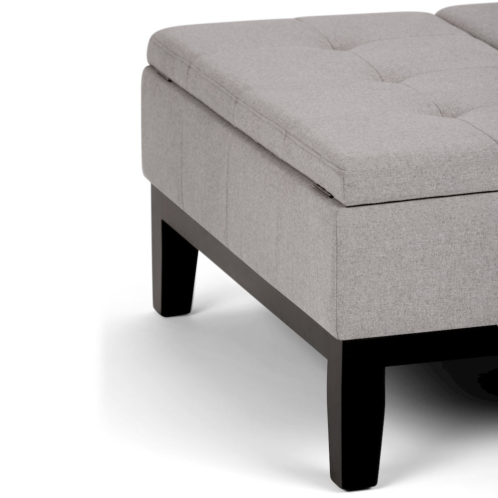 Dover Square Coffee Table Storage Ottoman In Cloud Grey Linen Look Fabric. Picture 2