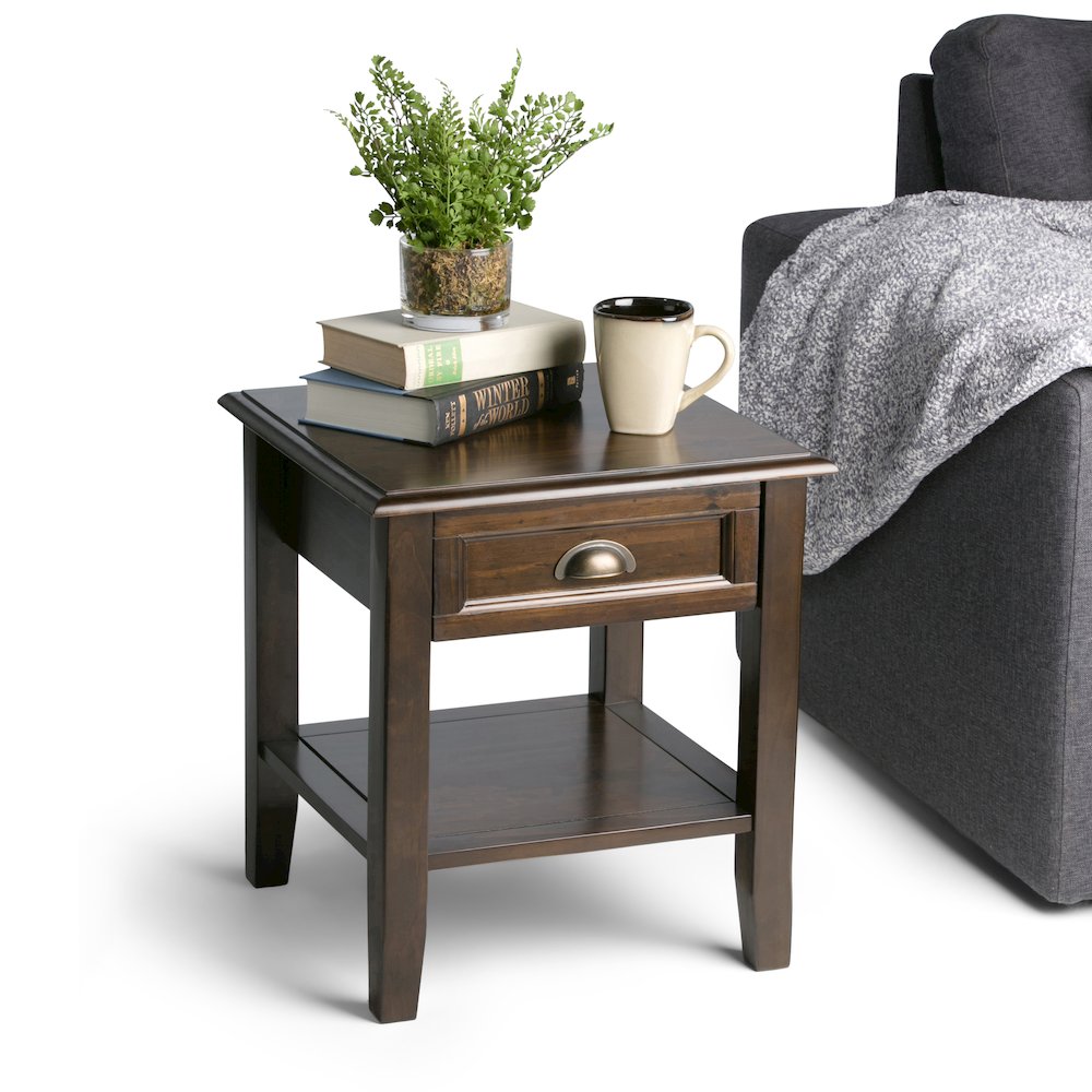 Burlington Solid Wood End Table In Mahogany Brown. Picture 5