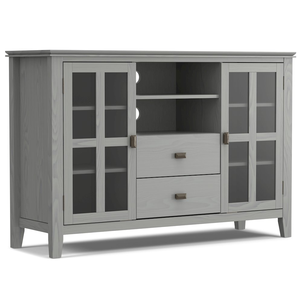 Artisan Solid Wood Tall Tv Media Stand In Fog Grey For Tvs Up To 60 Inches. Picture 1