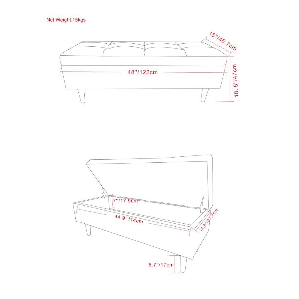 Rectangular Storage Ottoman In Distressed Chestnut Brown Vegan Faux Leather. Picture 6