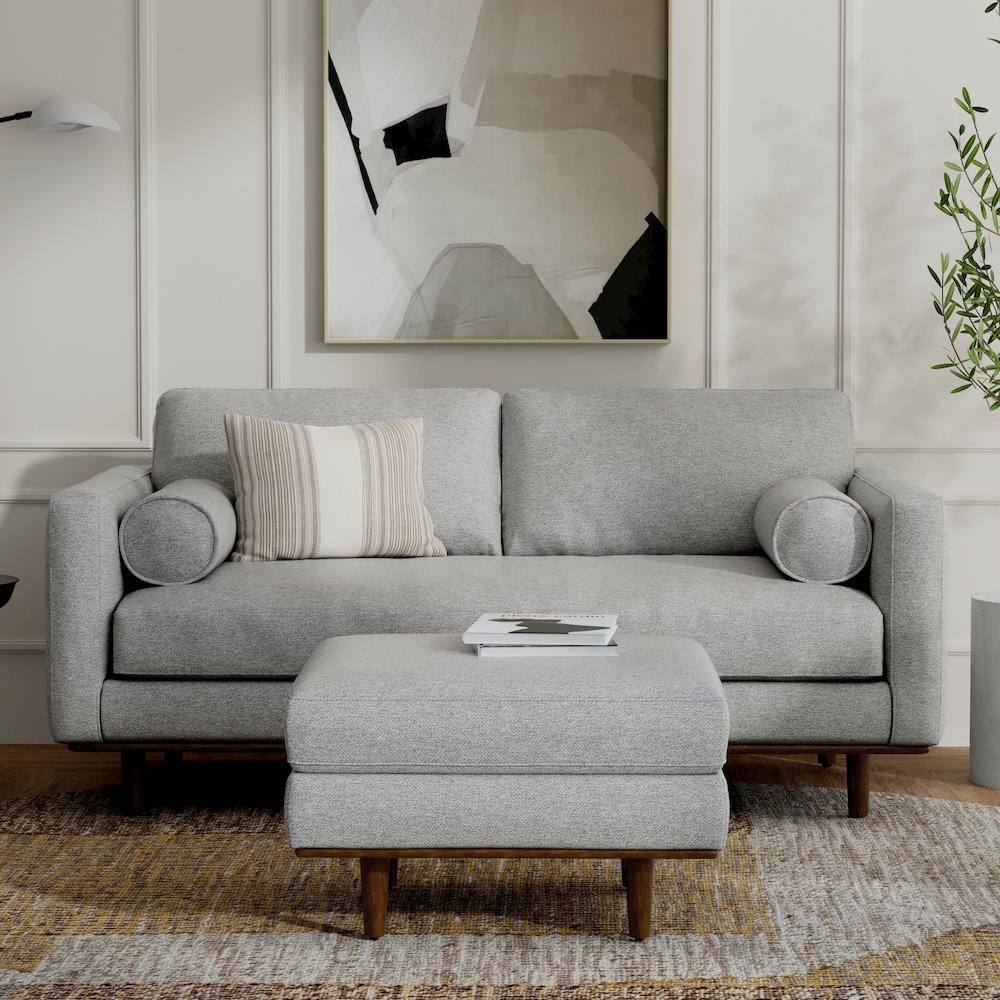 Morrison 72-Inch Sofa And Ottoman Set In Woven-Blend Fabric. Picture 5