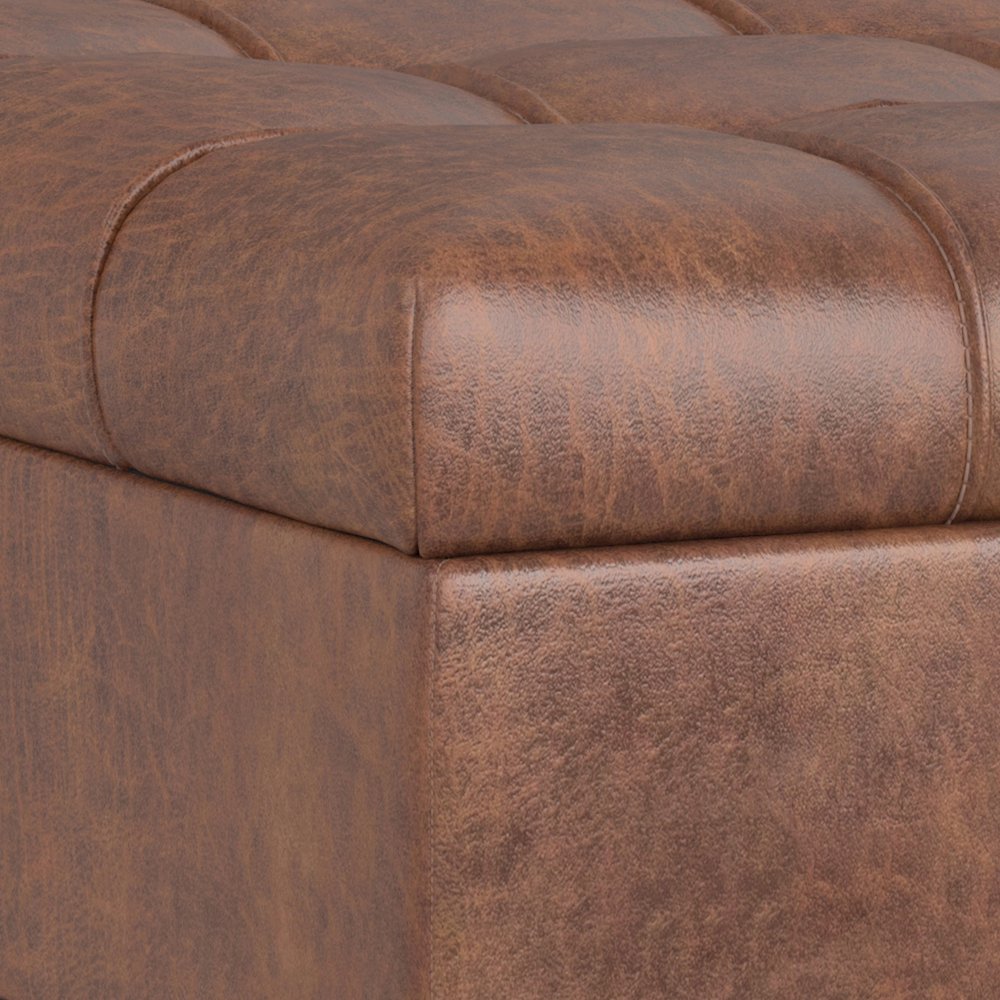 Mariah Coffee Table Storage Ottoman in Distressed Saddle Brown. Picture 12