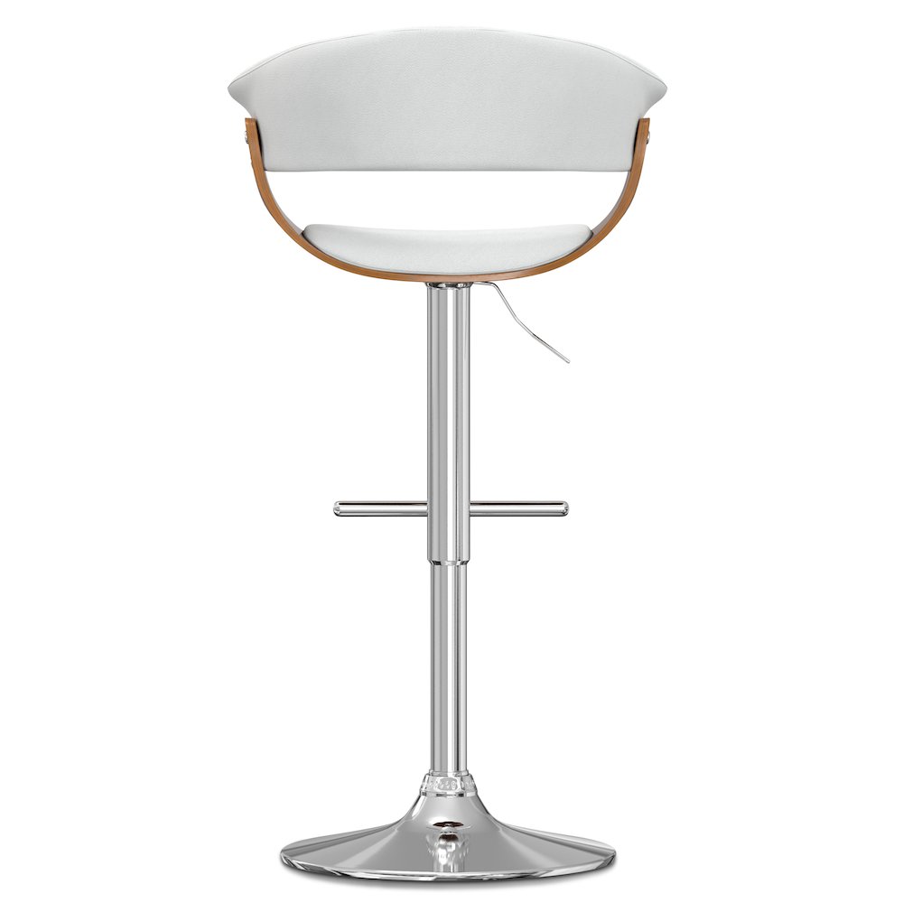 Sheldon Adjustable Swivel Bar Stool In White Vegan Faux Leather. Picture 4