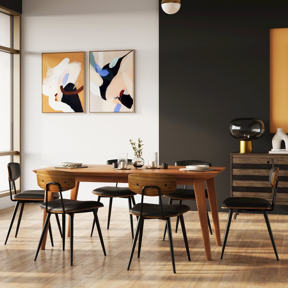 Mavis Dining Chair ( Set Of 2 ) In Black Vegan Faux Leather. Picture 5