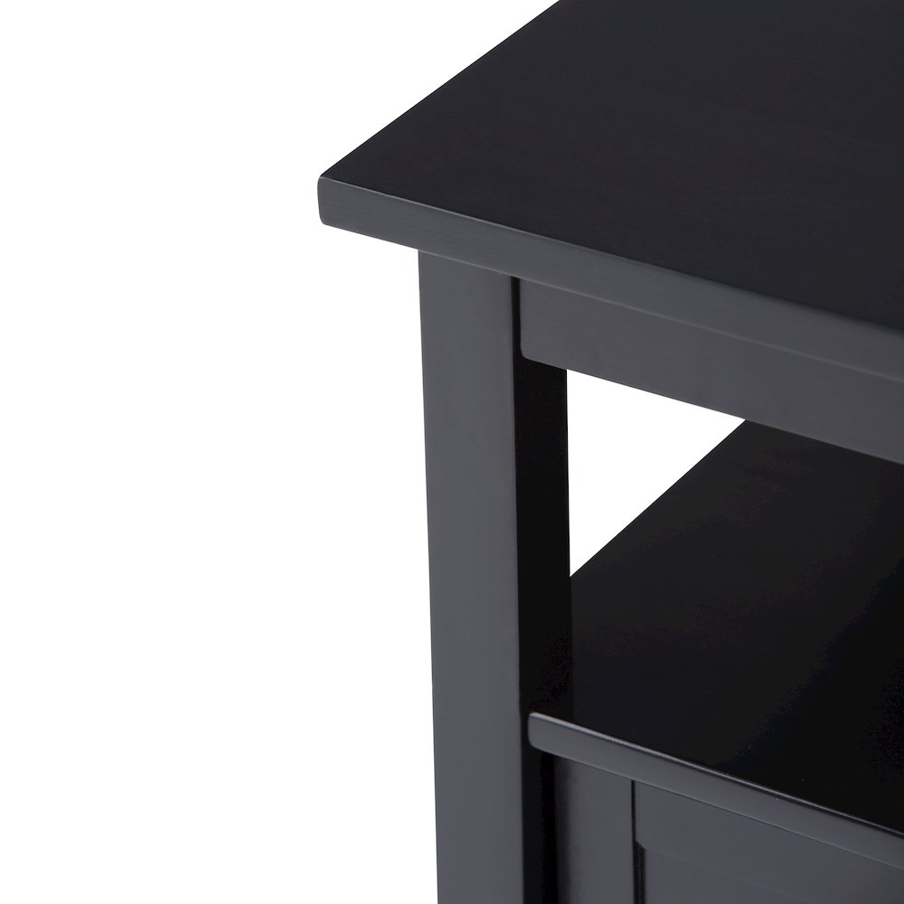 Warm Shaker 20 inch Solid Wood Transitional End Table in Black (Set of 2). Picture 4