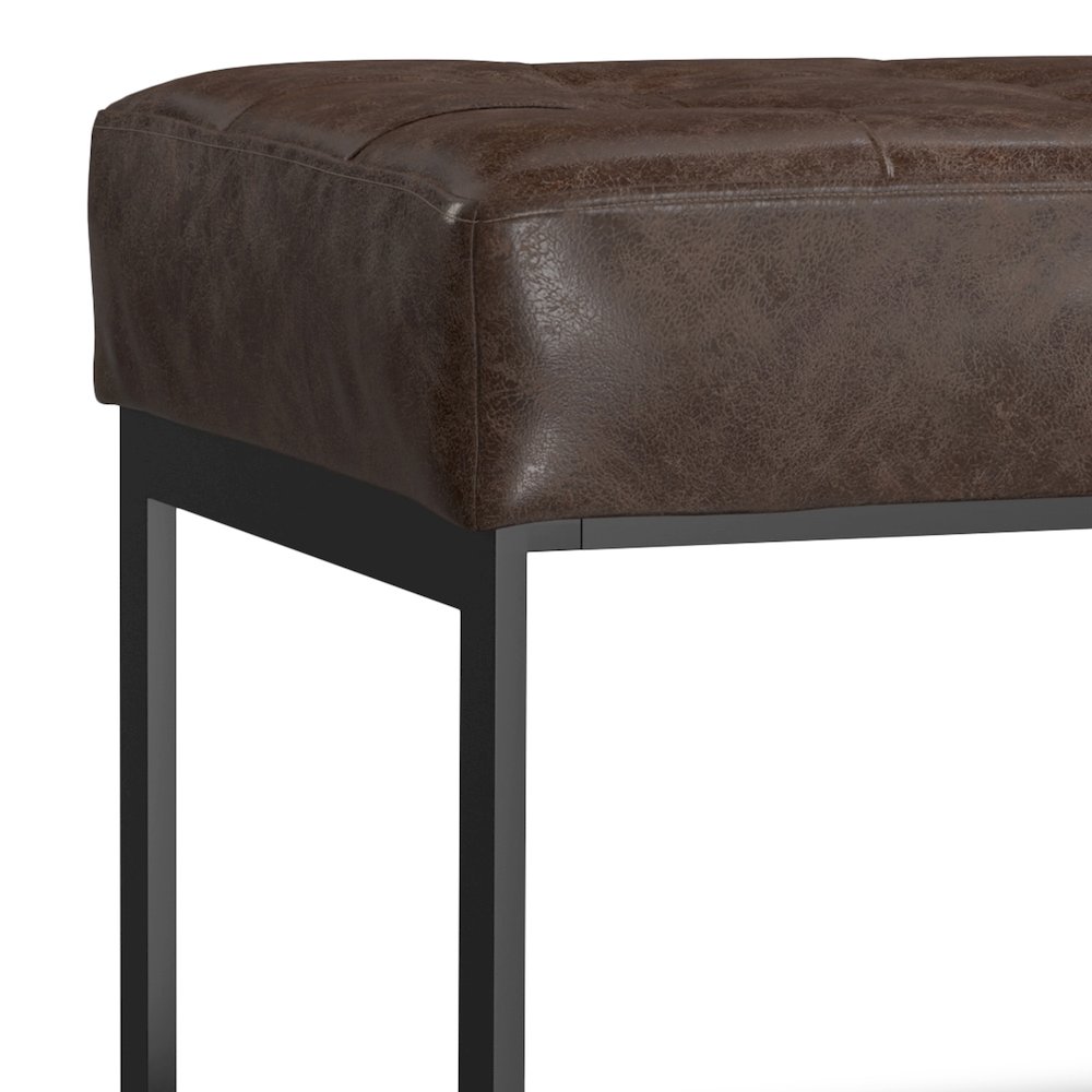 Penelope Leather Ottoman Bench In Brown Genuine Leather. Picture 2