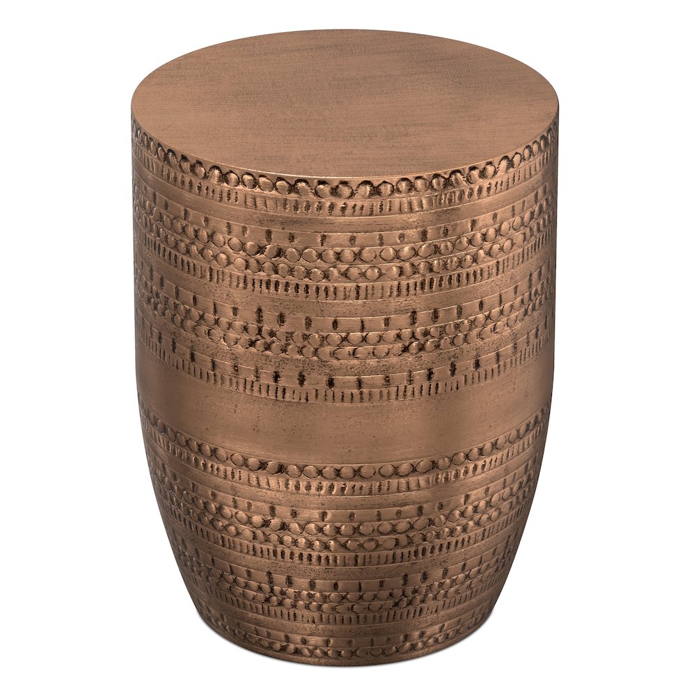 Johnsen Large Metal Accent Table In Antique Copper. Picture 6