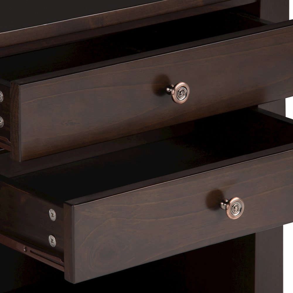 24 inch Solid Wood Transitional Bedside Table in Tobacco Brown (Set of 2). Picture 4