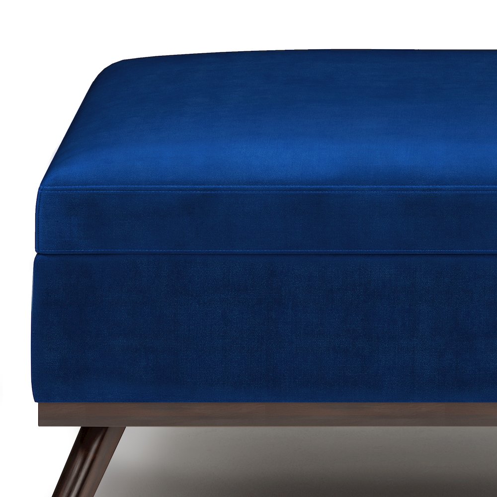 Owen Square Coffee Table Storage Ottoman In Blue Velvet Fabric. Picture 2