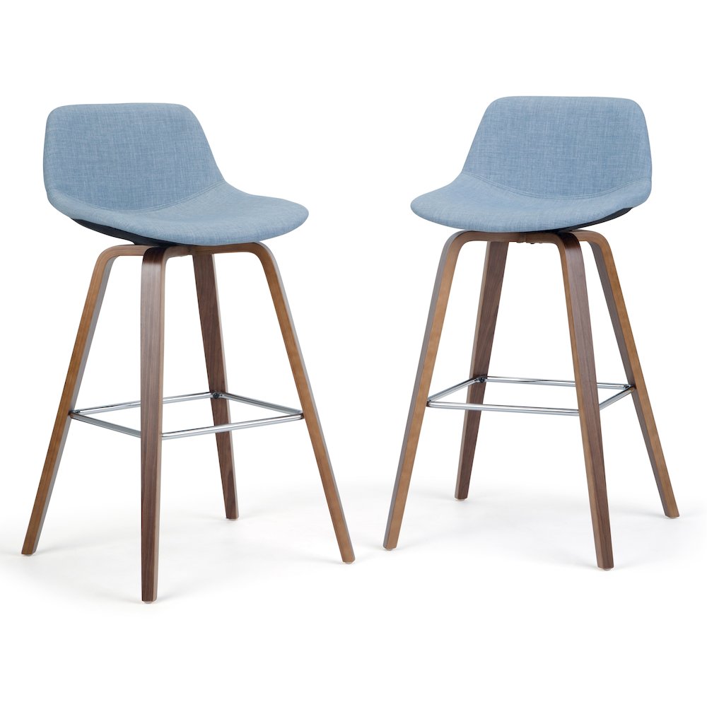 Counter Height Stool (Set Of 2) In Denim Grey Linen Look Fabric. Picture 4