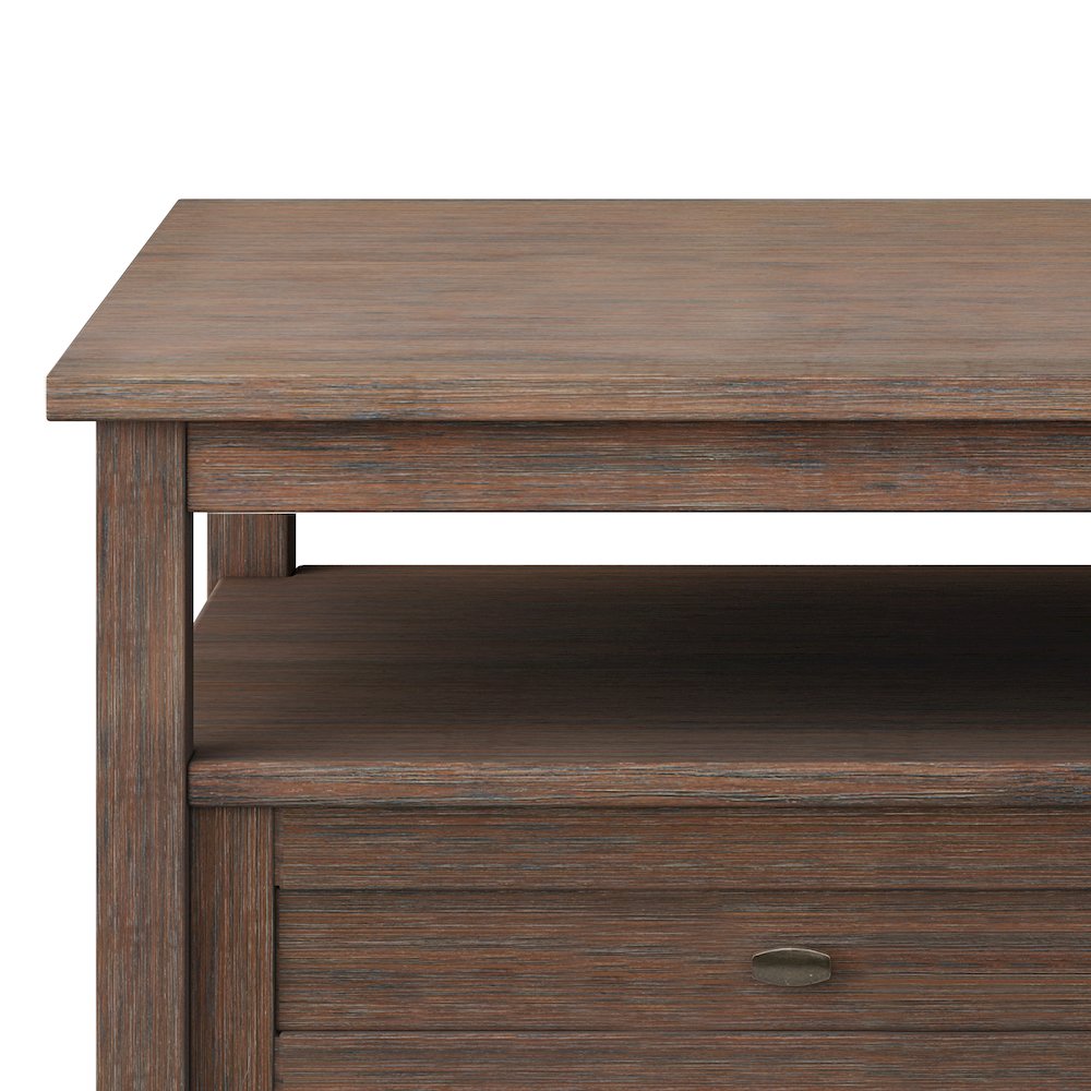Warm Shaker Solid Wood Coffee Table In Farmhouse Brown. Picture 2