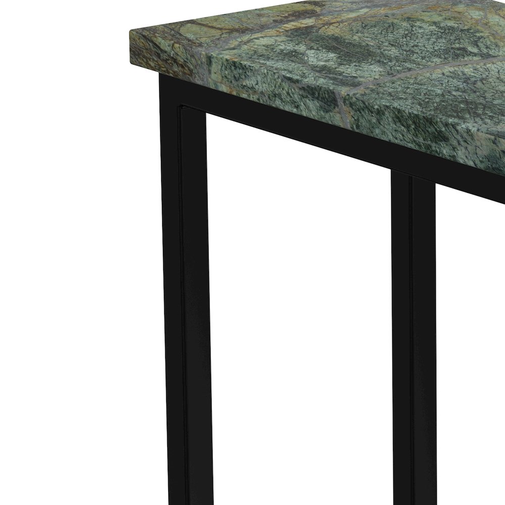 Skyler 18 inch Wide Industrial C Side Table in Green/Black Genuine Marble/Iron. Picture 4
