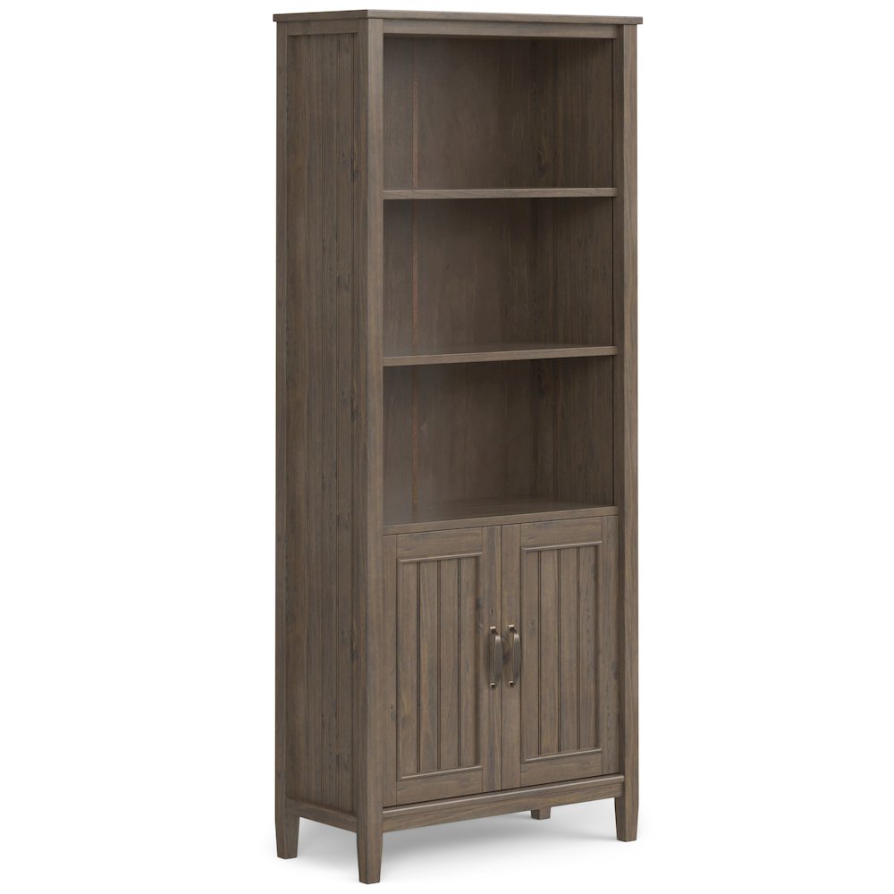 Lev Solid Wood Bookcase In Smoky Brown. Picture 1