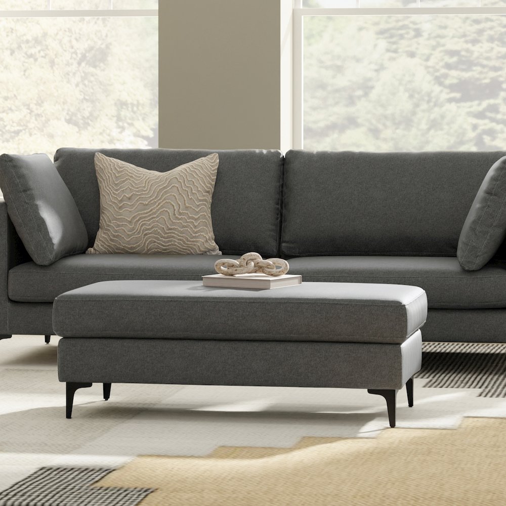 Ava Large Rectangular Ottoman In Tightly Woven Performance Fabric. Picture 5