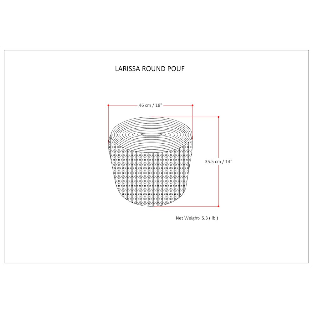 Larissa Round Braided Pouf In Natural Jute. Picture 6