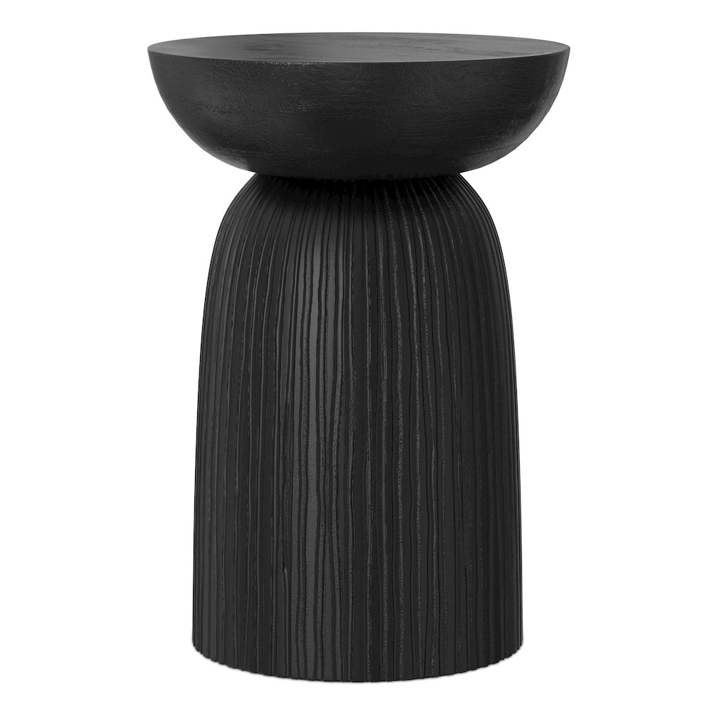 Boyd 13 inch Wide Solid Mango Contemporary Line Accent Table in Black. Picture 3