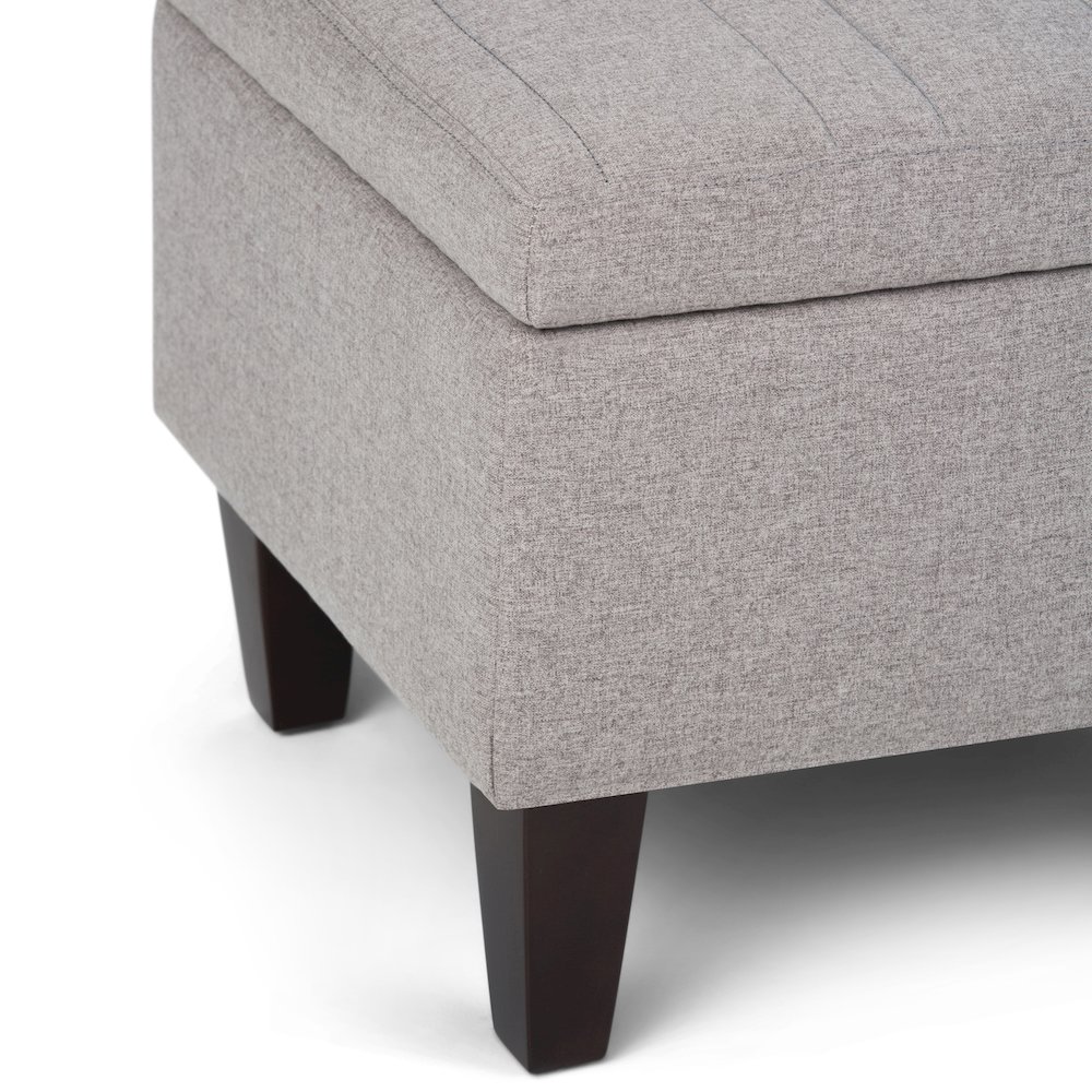 Monroe Storage Ottoman In Cloud Grey Linen Look Fabric. Picture 3