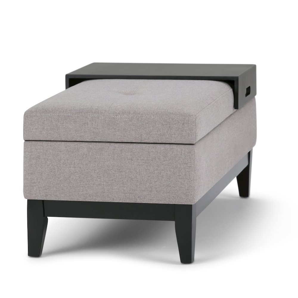 Oregon Storage Ottoman Bench With Tray In Cloud Grey Linen Look Fabric. Picture 4