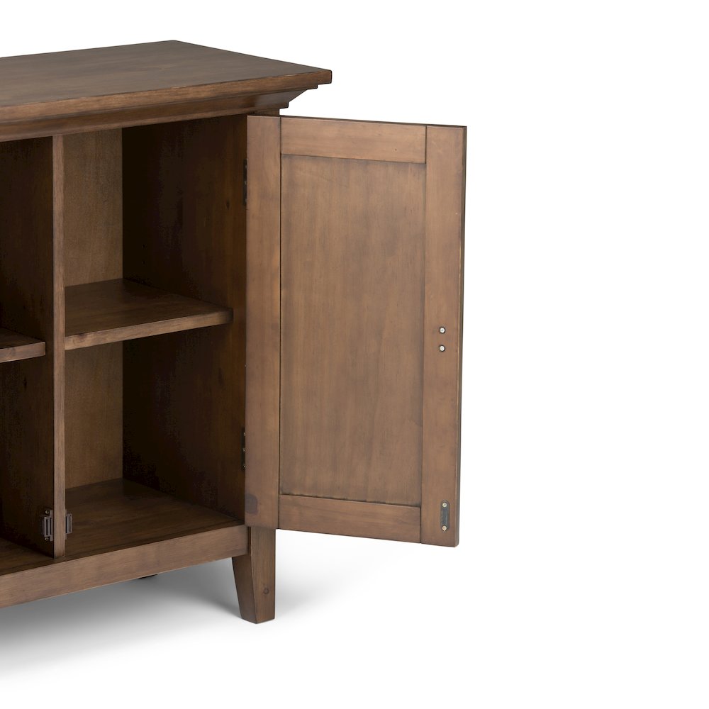 Redmond Solid Wood Low Storage Cabinet In Rustic Natural Aged Brown. Picture 2