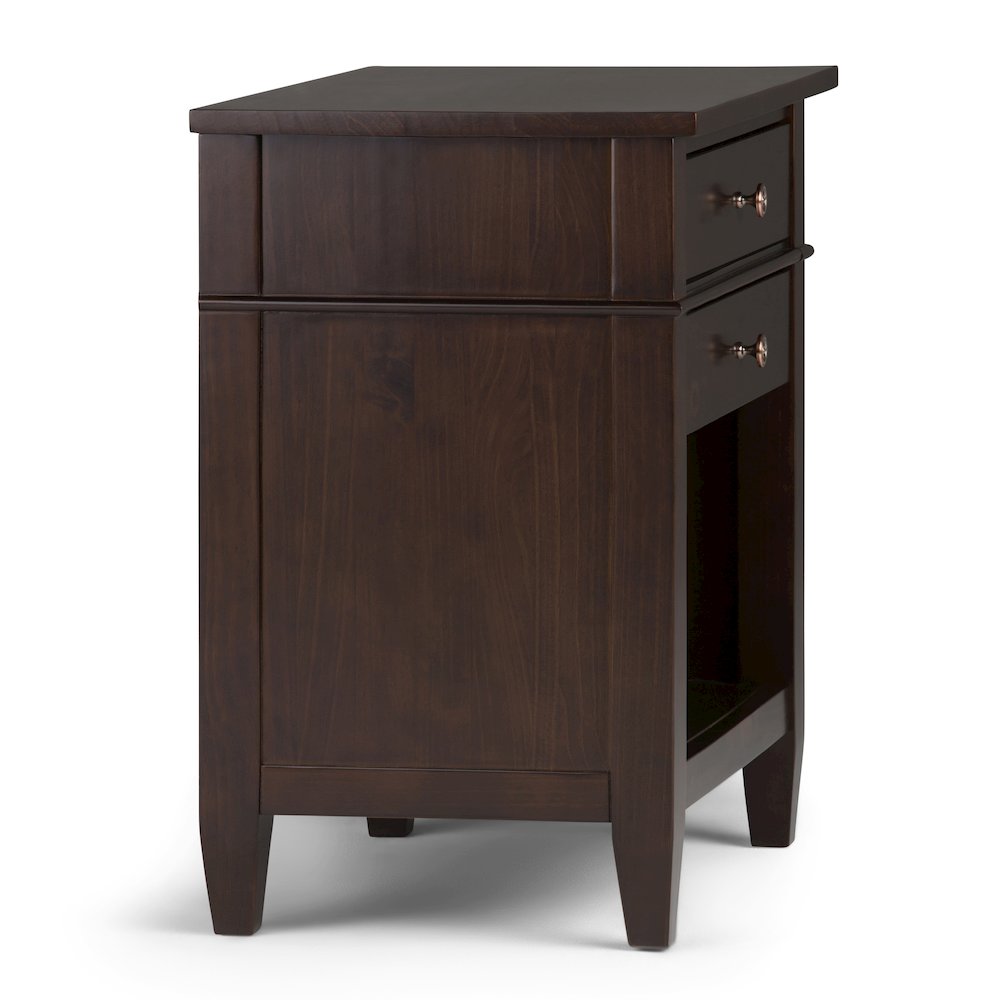 24 inch Solid Wood Transitional Bedside Table in Tobacco Brown (Set of 2). Picture 2