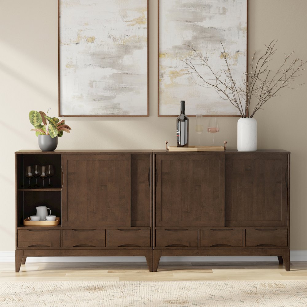 Harper Solid Wood 48 inch Storage Cabinet in Walnut Brown (Set of 2). Picture 7
