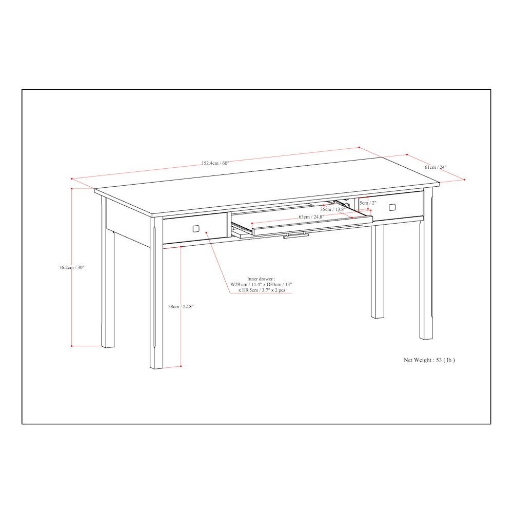 Avalon Solid Wood Large Desk In Tobacco Brown. Picture 6
