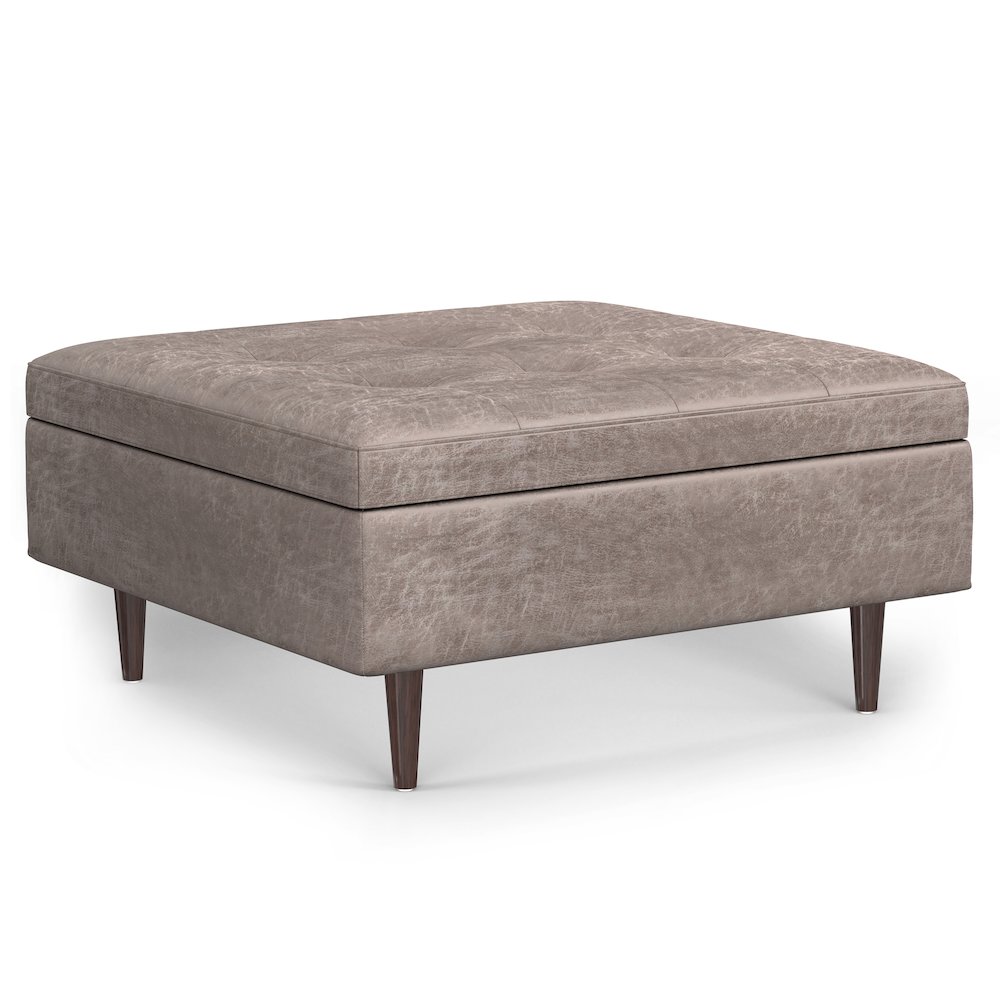 Shay - Mid Century Large Square Coffee Table Storage Ottoman - Gray, image size:1000x1000
