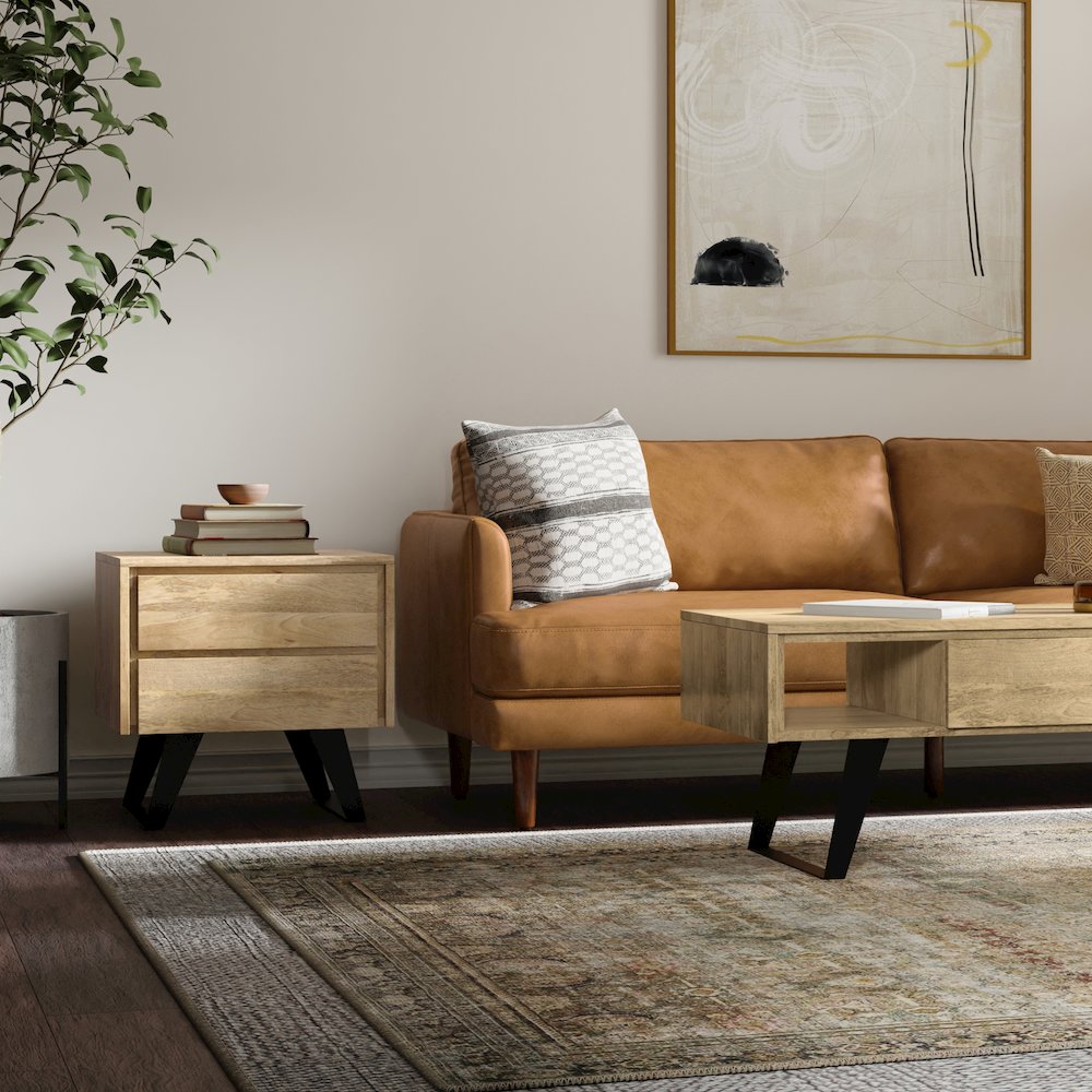 Lowry Solid Mango Wood Side Table In Natural. Picture 5