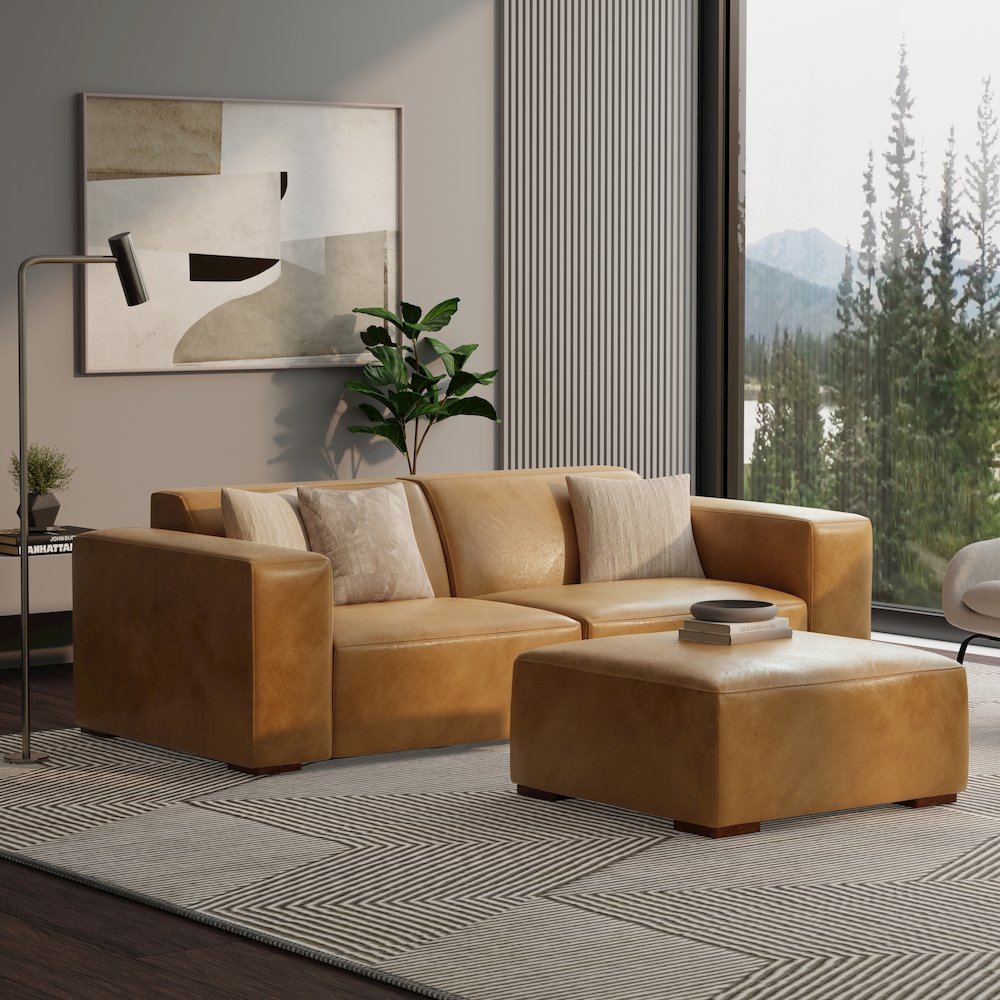 Rex Ottoman In Genuine Leather. Picture 5