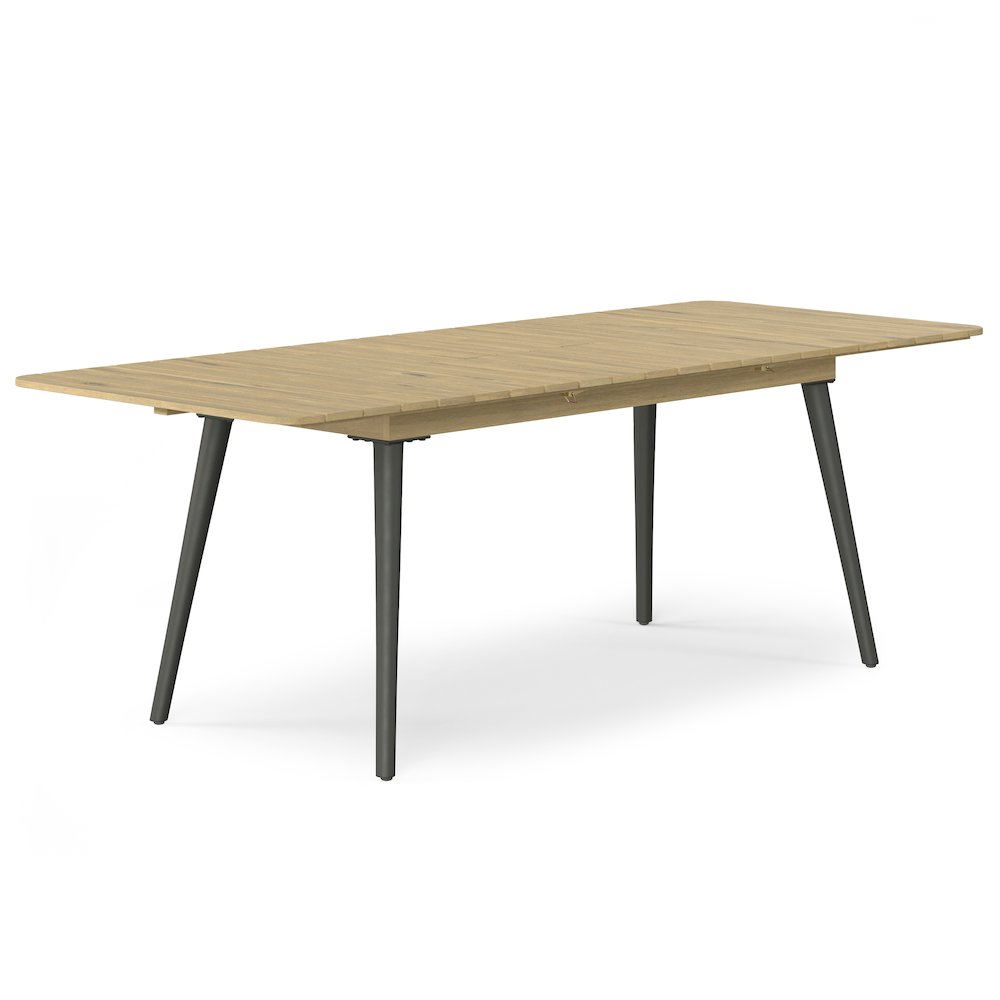 Beachside Solid Acacia Wood Outdoor Extendable Dining Table In Light Teak. Picture 1