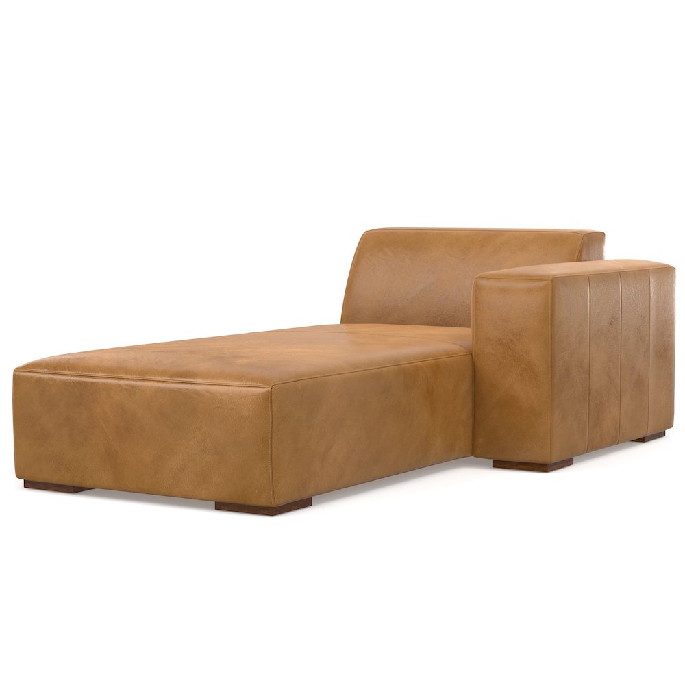 Rex Right Chaise Sofa Module In Genuine Leather. Picture 1