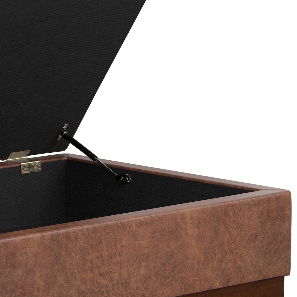 Mariah Coffee Table Storage Ottoman in Distressed Saddle Brown. Picture 10
