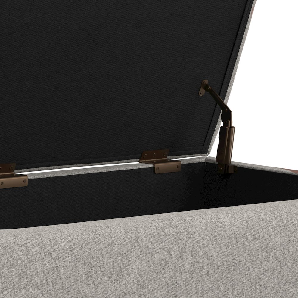Coffee Table Storage Ottoman With Lift Up Lid In Cloud Grey Polyester Linen Look. Picture 3