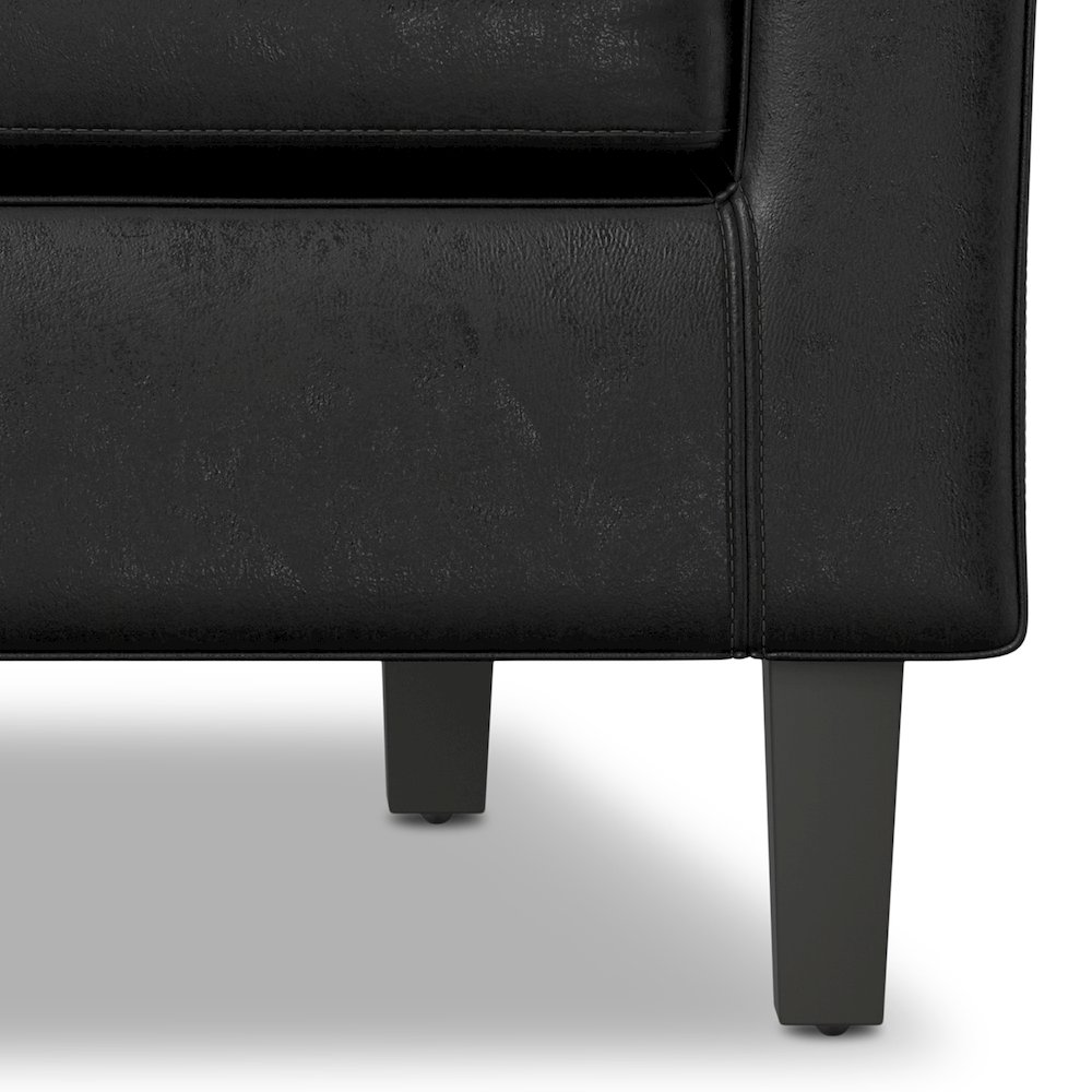 Austin Tub Chair In Distressed Black Vegan Faux Leather. Picture 3
