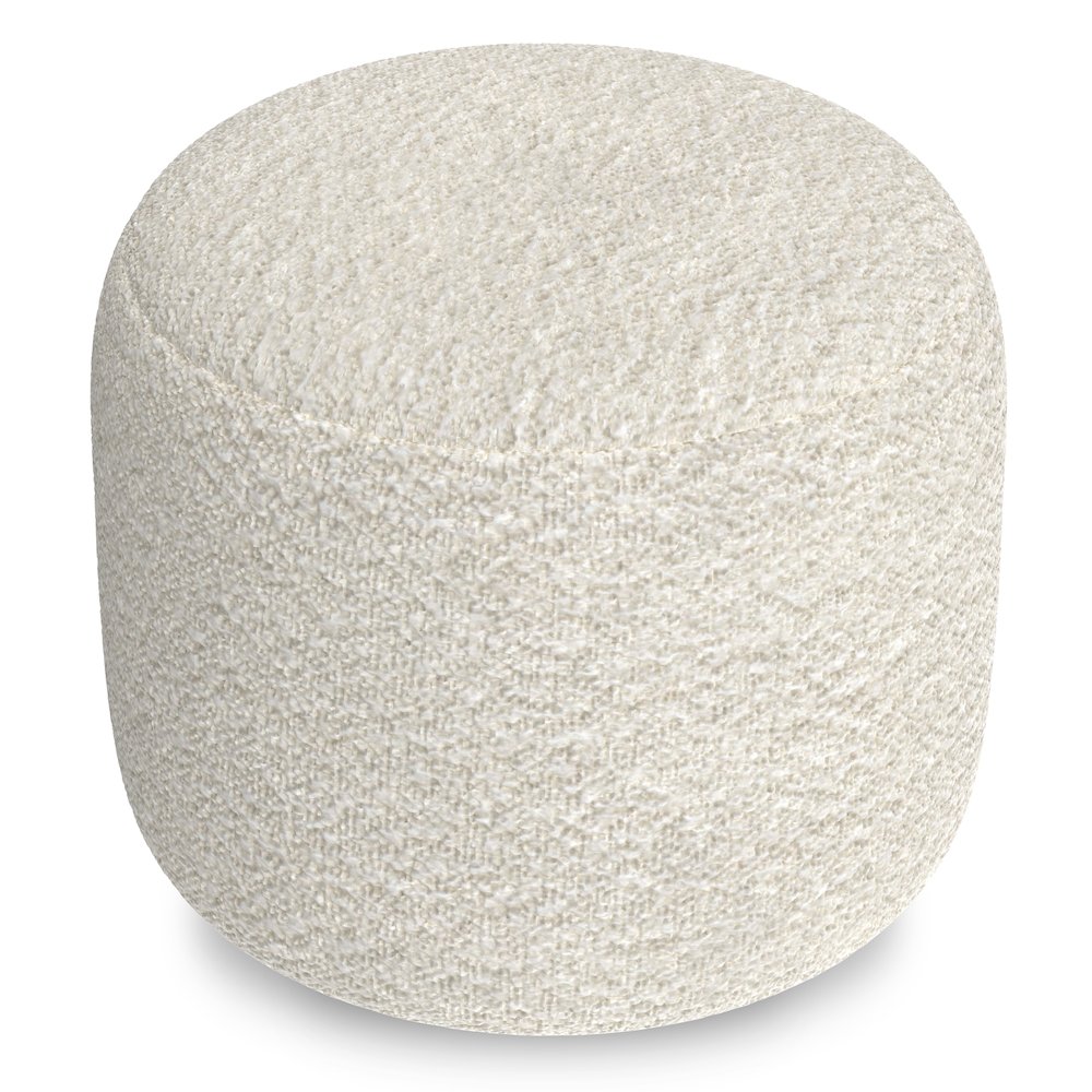 Chantal 18 inch Wide Contemporary Pouf in White Boucle Fabric. Picture 3