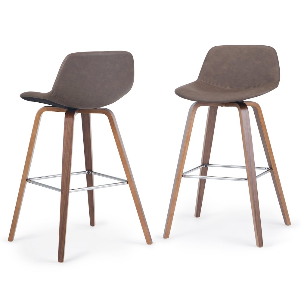 Counter Height Stool (Set Of 2) In Distressed Chocolate Brown Vegan Faux Leather. Picture 1