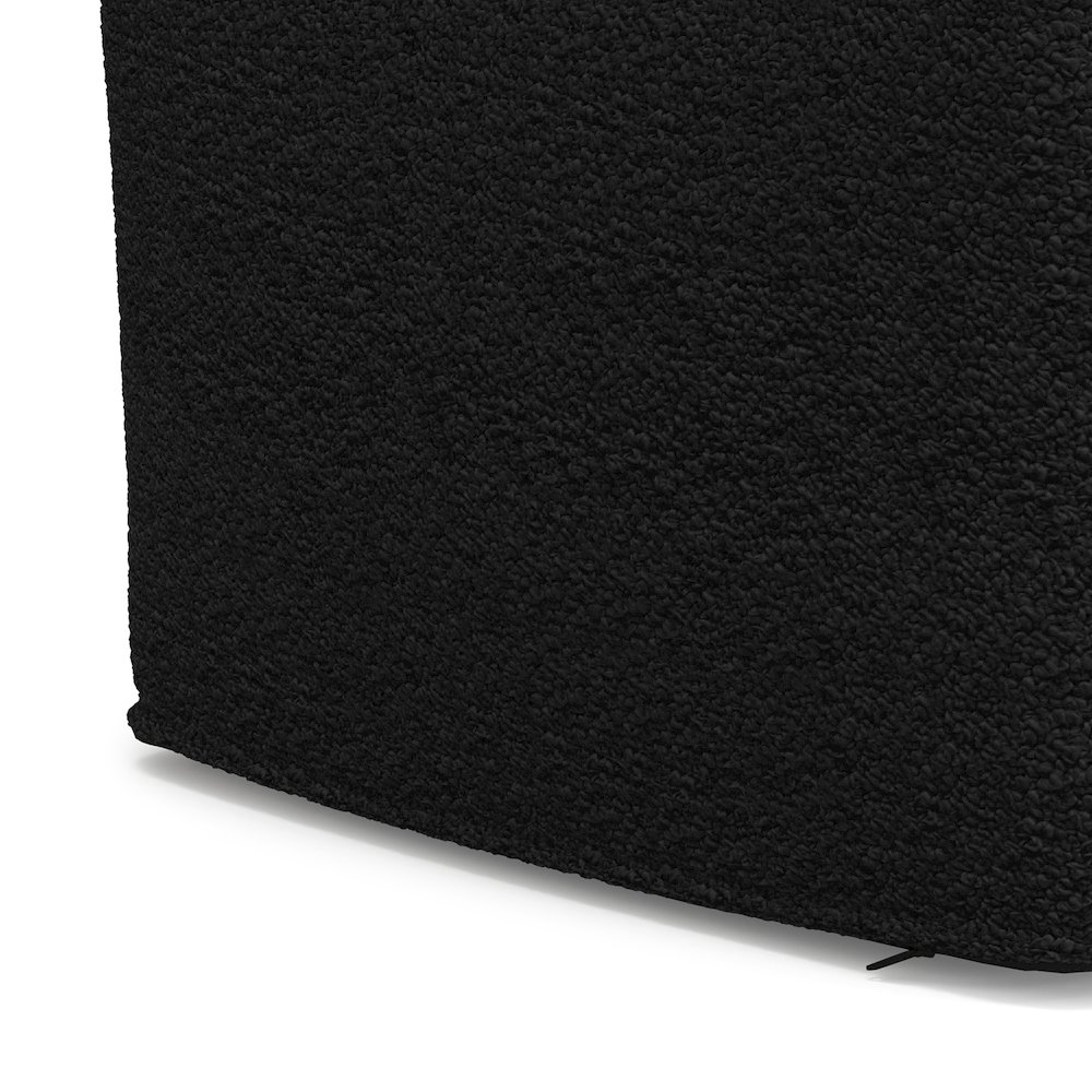 Chantal 24 inch Wide Contemporary Pouf in Black Boucle Fabric. Picture 4